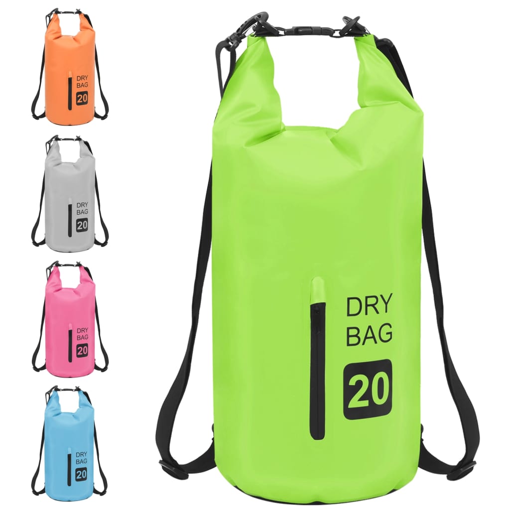 8720286088388_g_en_hd_8 vidaXL Dry Bag with Zipper Green 20 L PVC - Image 9