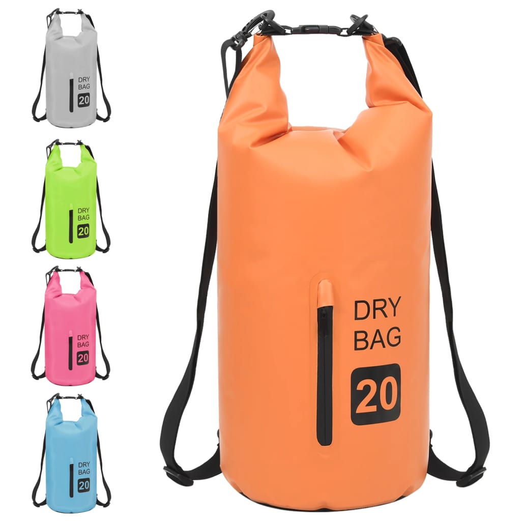 8720286088463_g_en_hd_8 vidaXL Dry Bag with Zipper Orange 20 L PVC - Image 9