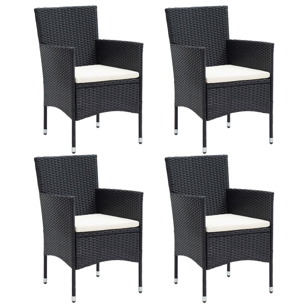 vidaXL Garden Dining Chairs 4 pcs Poly Rattan Black