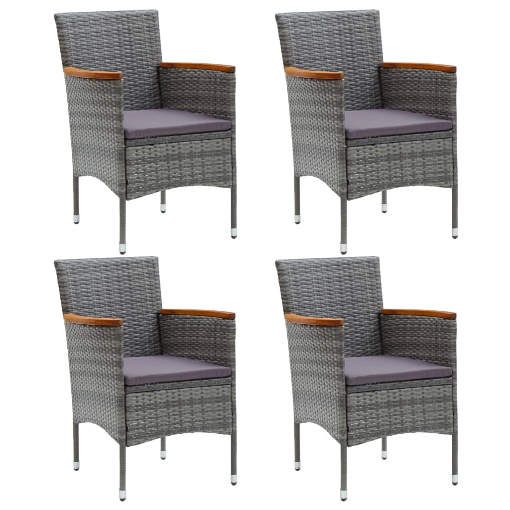 vidaXL Garden Dining Chairs 4 pcs Poly Rattan Grey