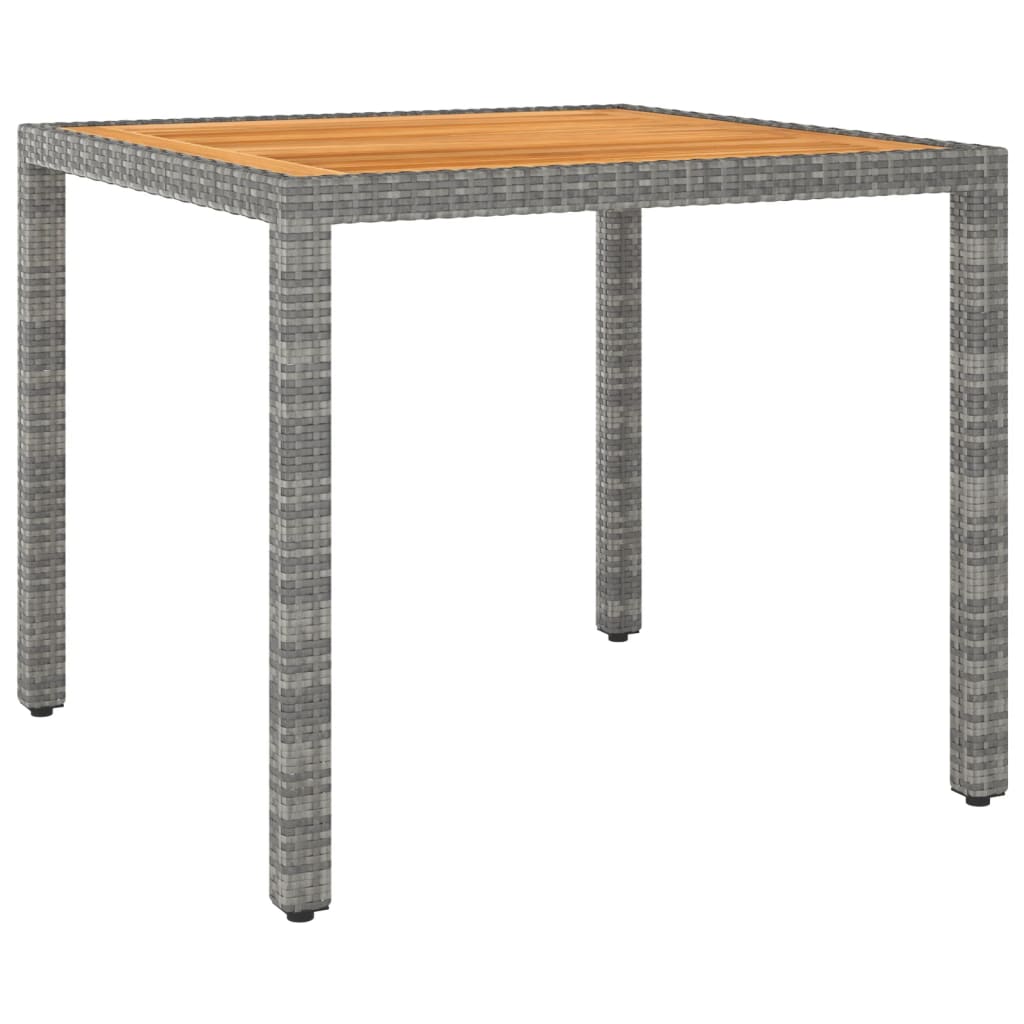 vidaXL Garden Table Grey 90x90x75 cm Poly Rattan