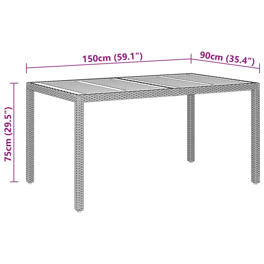 8720286089569_g_en_hd_4 vidaXL Garden Table 150x90x75 cm Acacia Wood and Poly Rattan Grey - Image 5