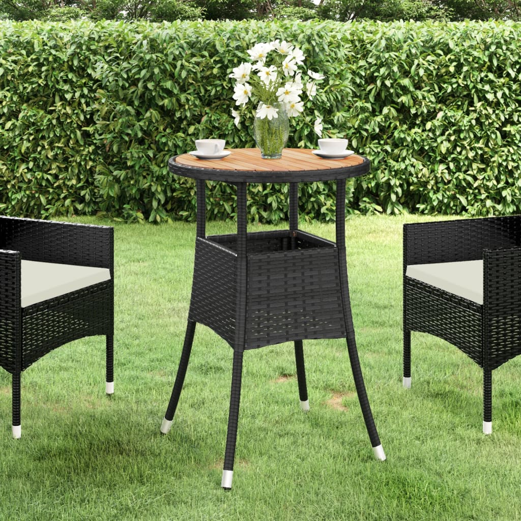 8720286089798_m_en_hd_1 vidaXL Garden Table Ø60x75 cm Acacia Wood and Poly Rattan Black - Image 1