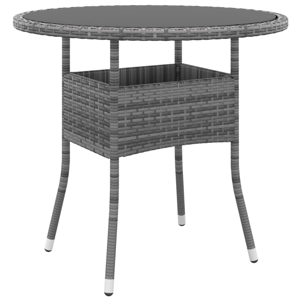 8720286089835_a_en_hd_1 vidaXL Garden Table Ø80x75 cm Tempered Glass and Poly Rattan Grey - Image 1