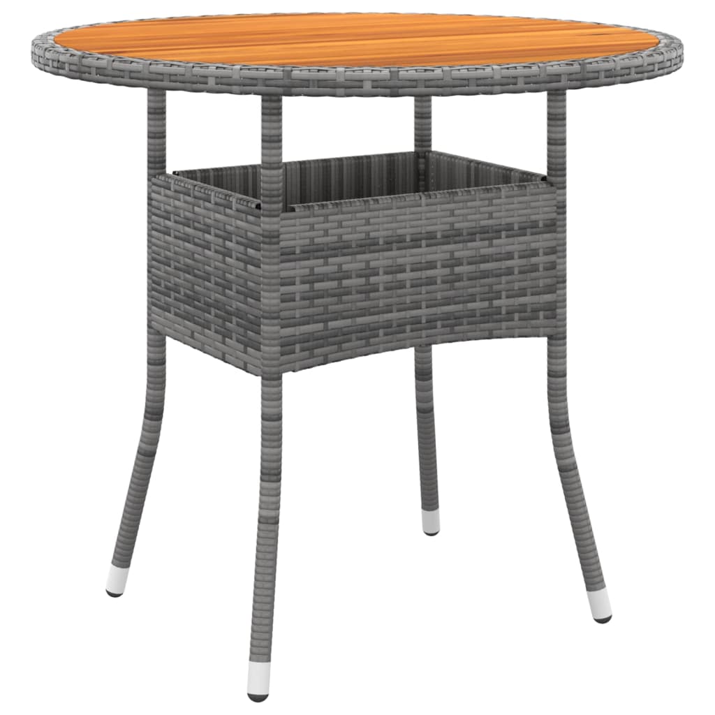 vidaXL Garden Table Ø80x75 cm Acacia Wood and Poly Rattan Grey