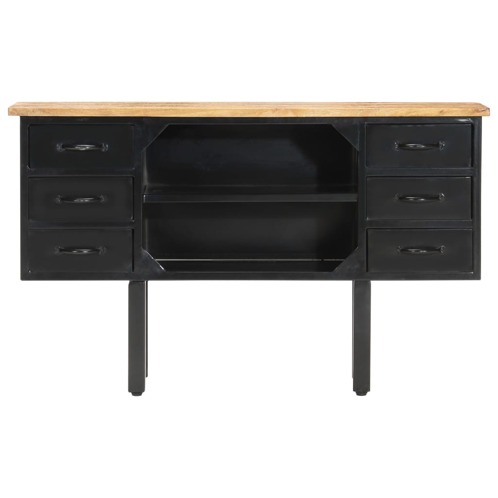 8720286104637_g_en_hd_1 vidaXL Sideboard 110x30x65 cm Solid Rough Mango Wood and Steel - Image 2