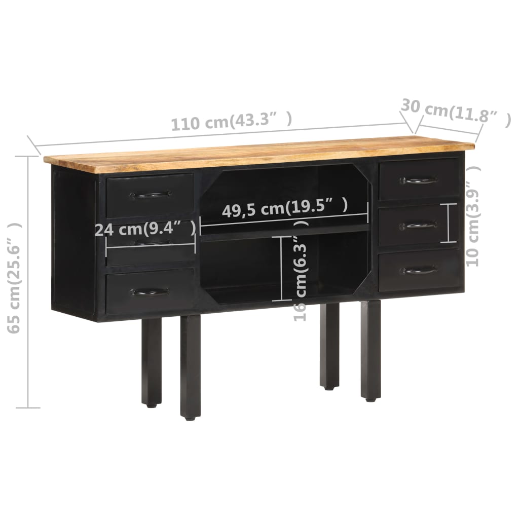8720286104637_g_en_hd_5 vidaXL Sideboard 110x30x65 cm Solid Rough Mango Wood and Steel - Image 7