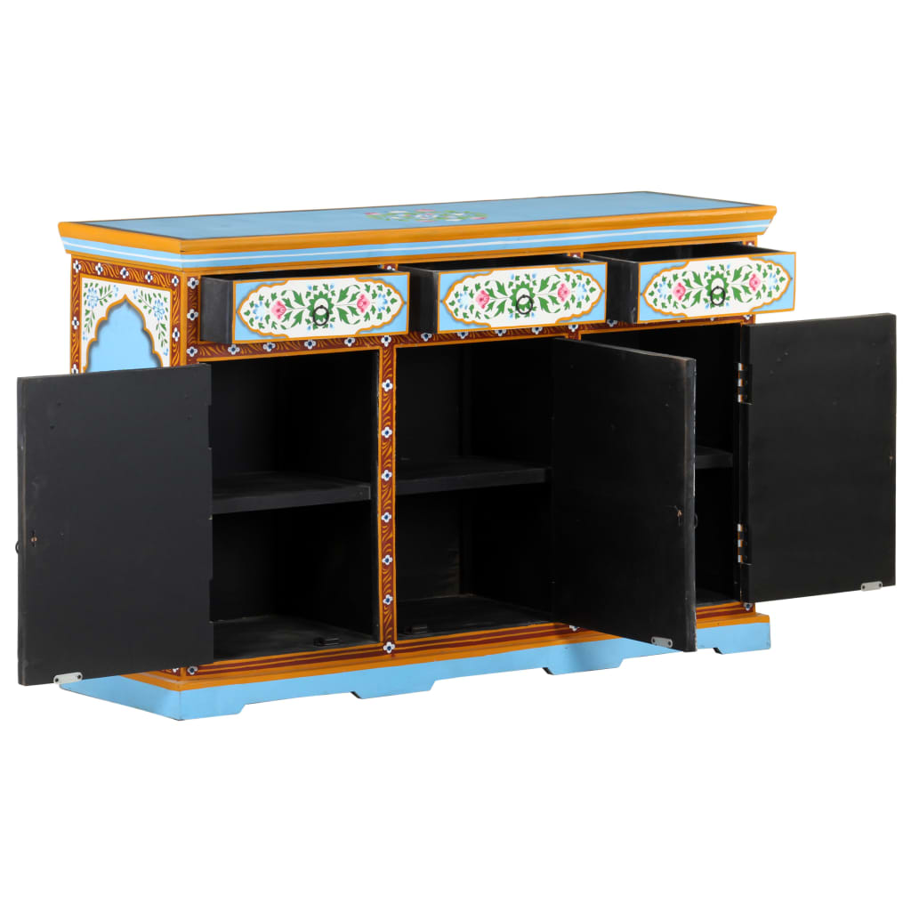 8720286105535_g_en_hd_1 vidaXL Hand Painted Sideboard 120x35x76 cm Solid Mango Wood - Image 2