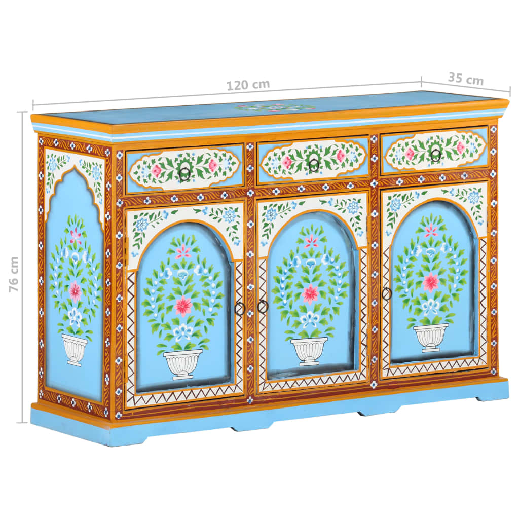 8720286105535_g_en_hd_8 vidaXL Hand Painted Sideboard 120x35x76 cm Solid Mango Wood - Image 10