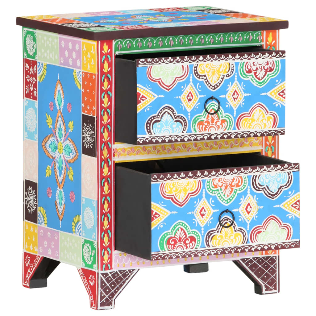 8720286105580_g_en_hd_1 vidaXL Hand Painted Bedside Cabinet 40x30x50 cm Solid Mango Wood - Image 2