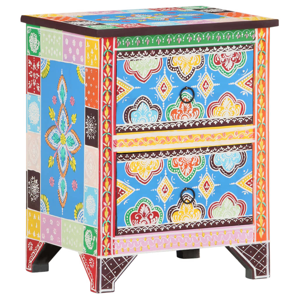 8720286105580_g_en_hd_10 vidaXL Hand Painted Bedside Cabinet 40x30x50 cm Solid Mango Wood - Image 12