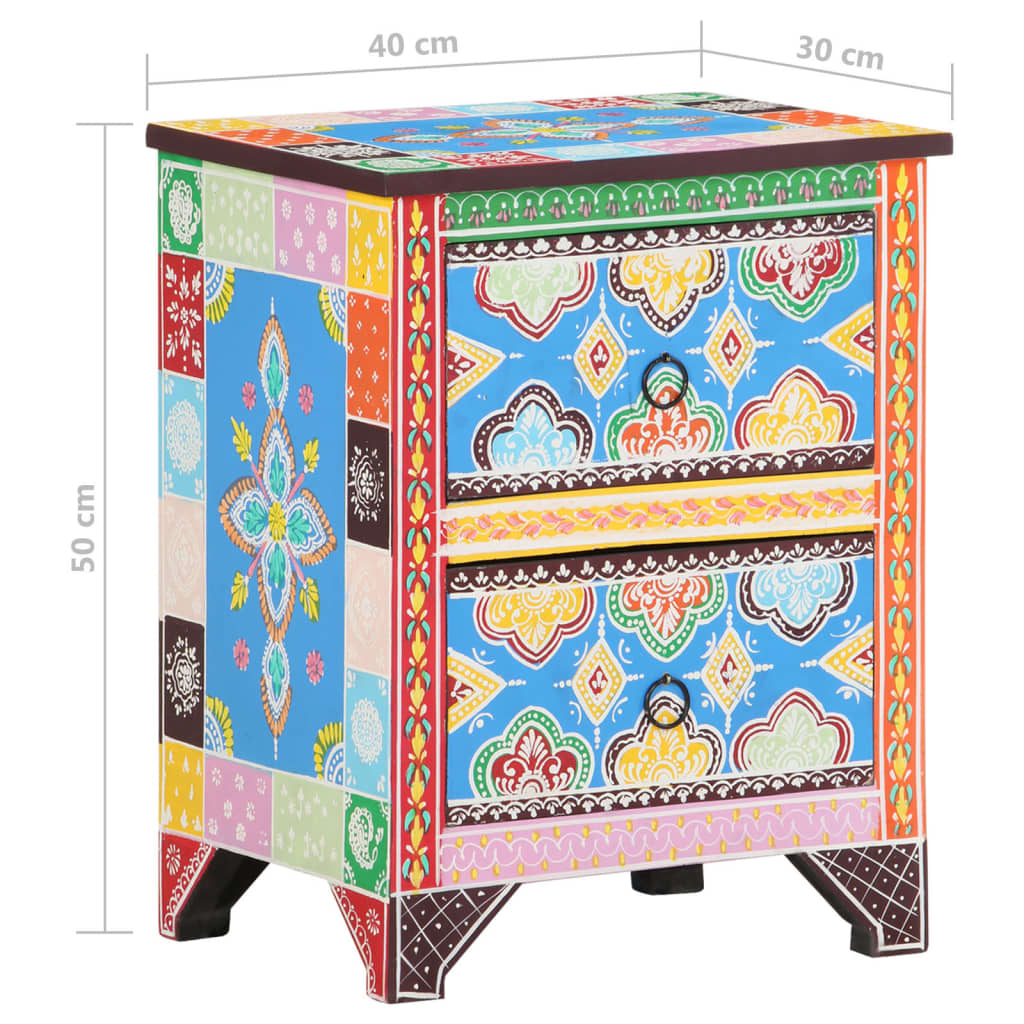 8720286105580_g_en_hd_8 vidaXL Hand Painted Bedside Cabinet 40x30x50 cm Solid Mango Wood - Image 10