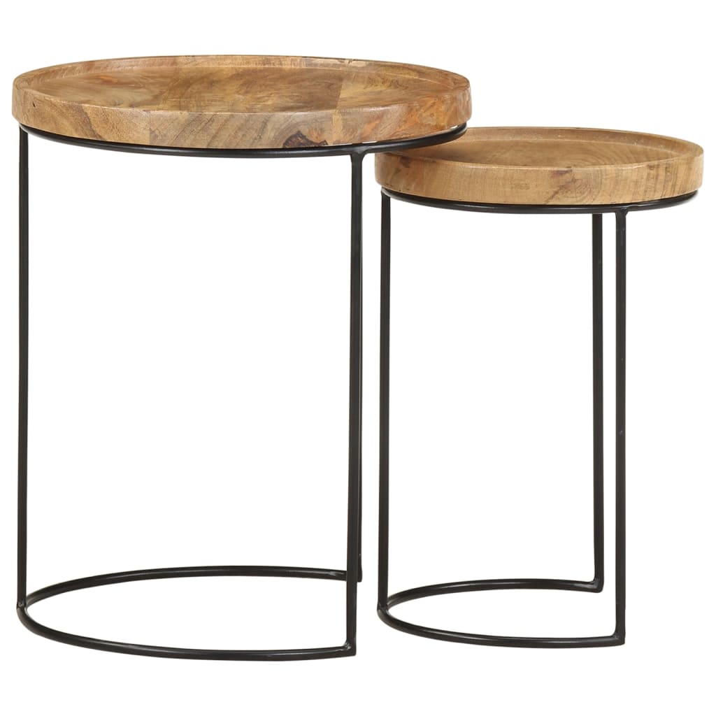 8720286105979_g_en_hd_1 vidaXL 2 Piece Coffee Table Set Solid Mango Wood and Steel - Image 2