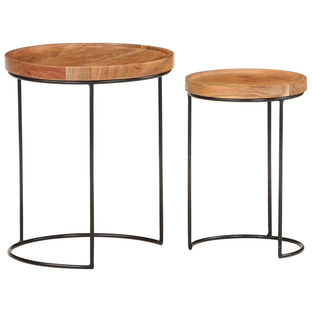 8720286105986_g_en_hd_1 vidaXL 2 Piece Coffee Table Set Solid Acacia Wood and Steel - Image 2