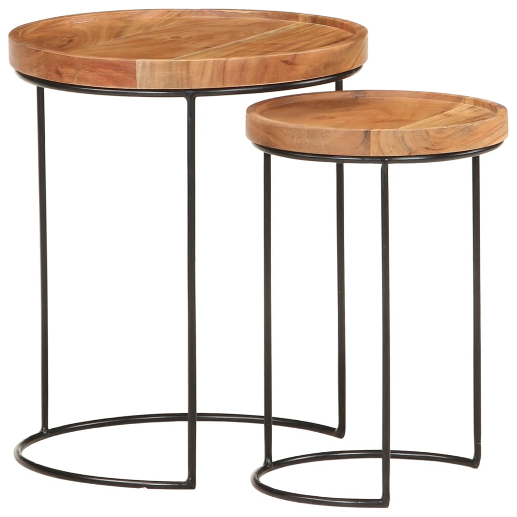 8720286105986_g_en_hd_10 vidaXL 2 Piece Coffee Table Set Solid Acacia Wood and Steel - Image 11
