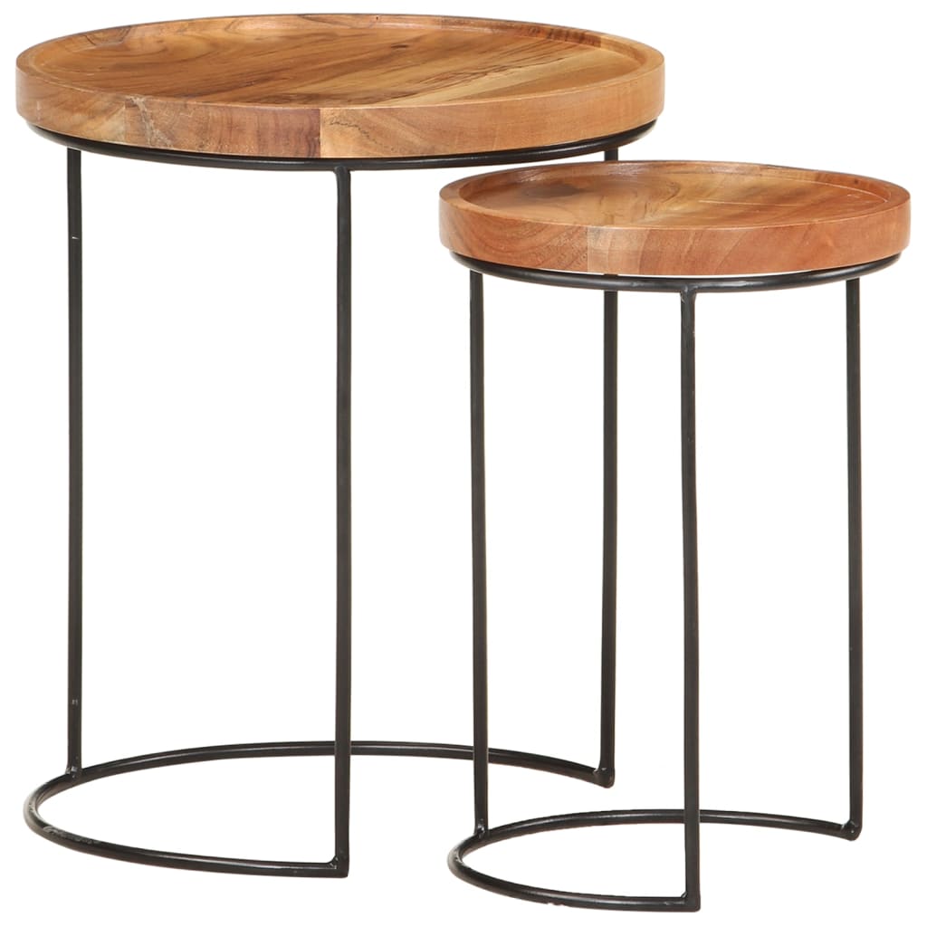 8720286105986_g_en_hd_11 vidaXL 2 Piece Coffee Table Set Solid Acacia Wood and Steel - Image 12