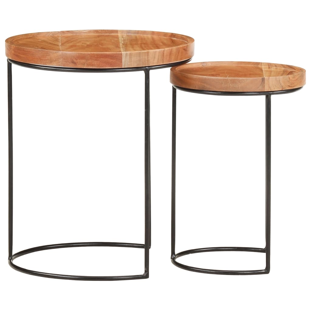 8720286105986_g_en_hd_2 vidaXL 2 Piece Coffee Table Set Solid Acacia Wood and Steel - Image 3