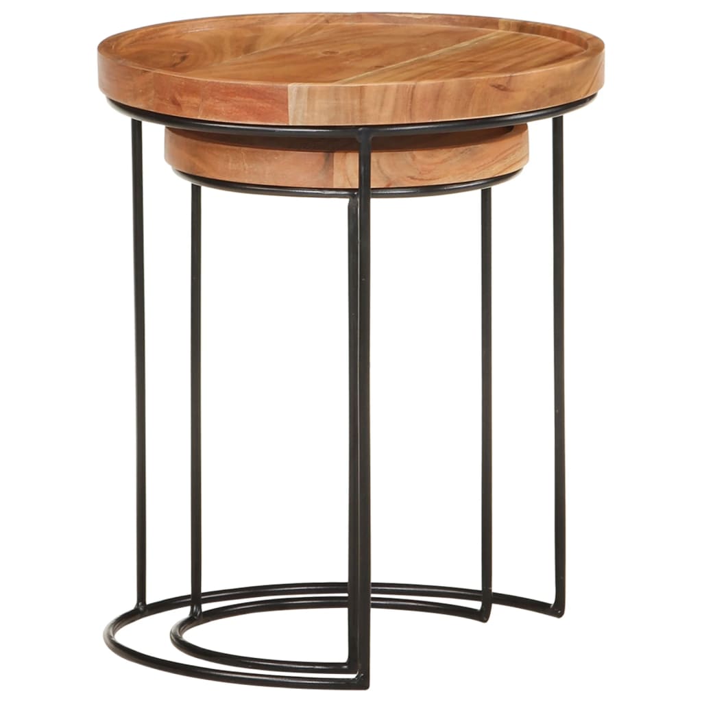 8720286105986_g_en_hd_3 vidaXL 2 Piece Coffee Table Set Solid Acacia Wood and Steel - Image 4