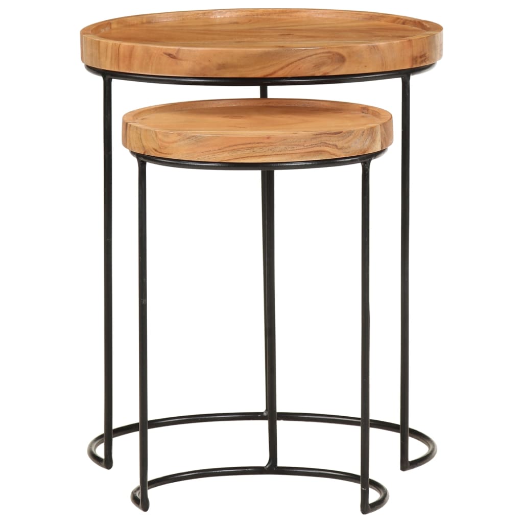 8720286105986_g_en_hd_4 vidaXL 2 Piece Coffee Table Set Solid Acacia Wood and Steel - Image 5