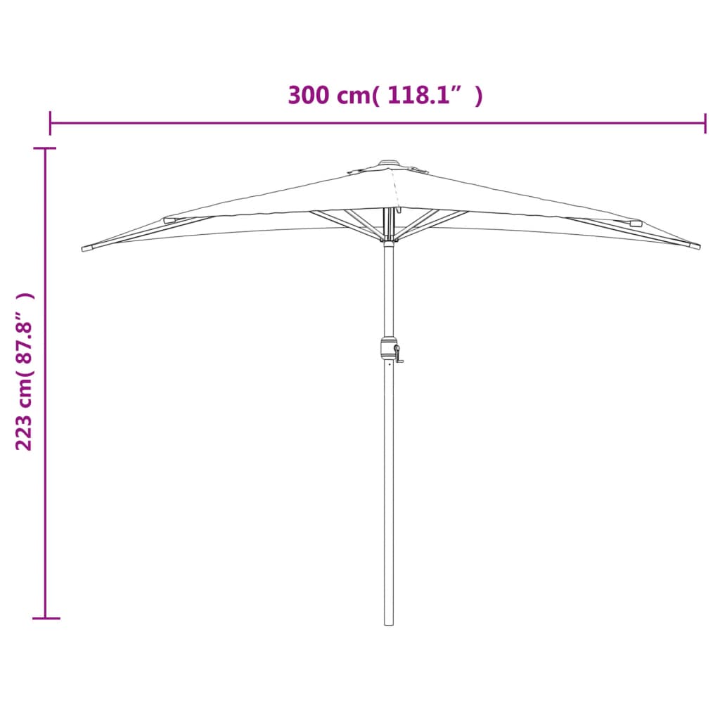 8720286106112_g_en_hd_7 vidaXL Balcony Parasol with Aluminium Pole Terracotta 300x155x223 cm Half - Image 9