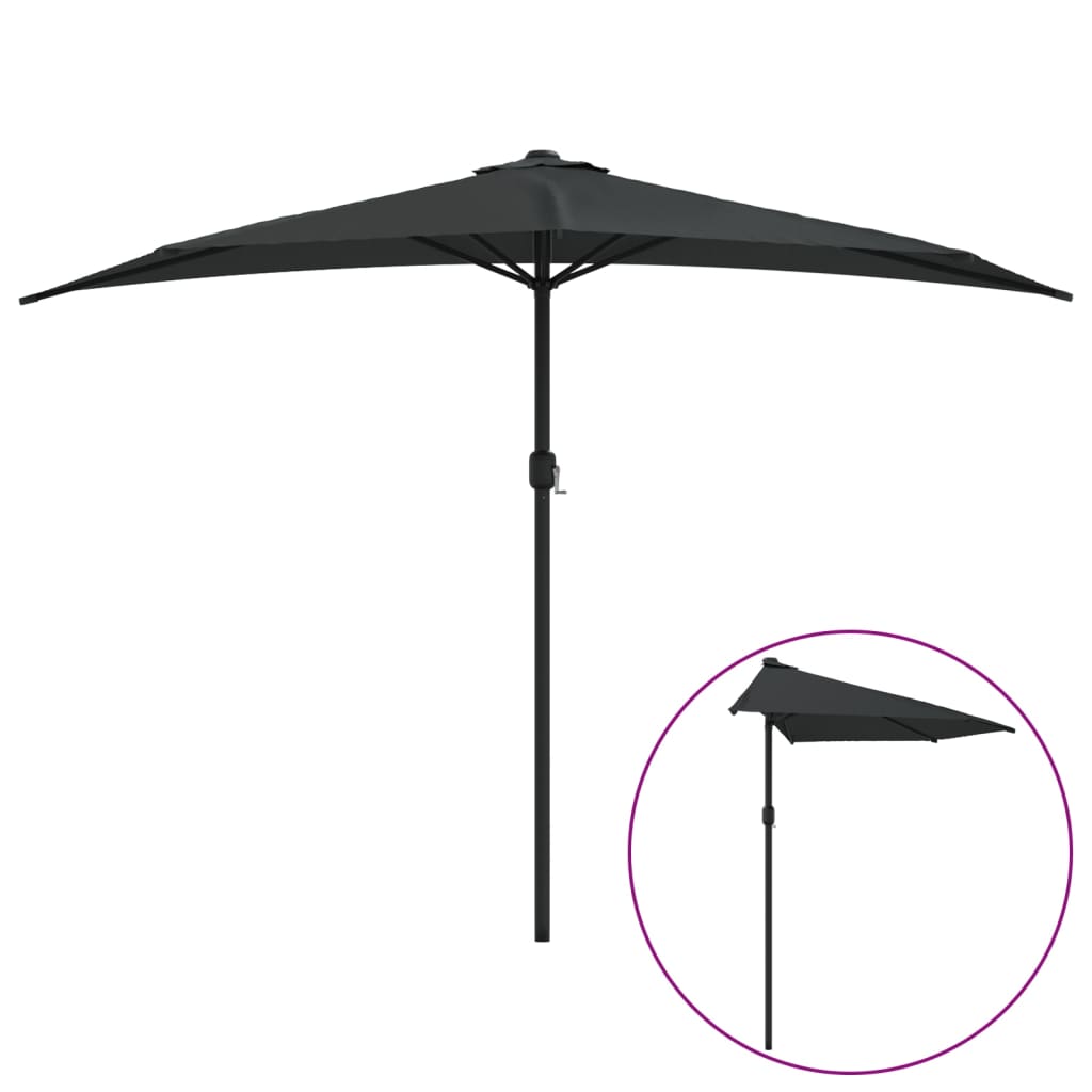 8720286106129_a_en_hd_1 vidaXL Balcony Parasol with Aluminium Pole Black 300x155x223 cm Half - Image 2