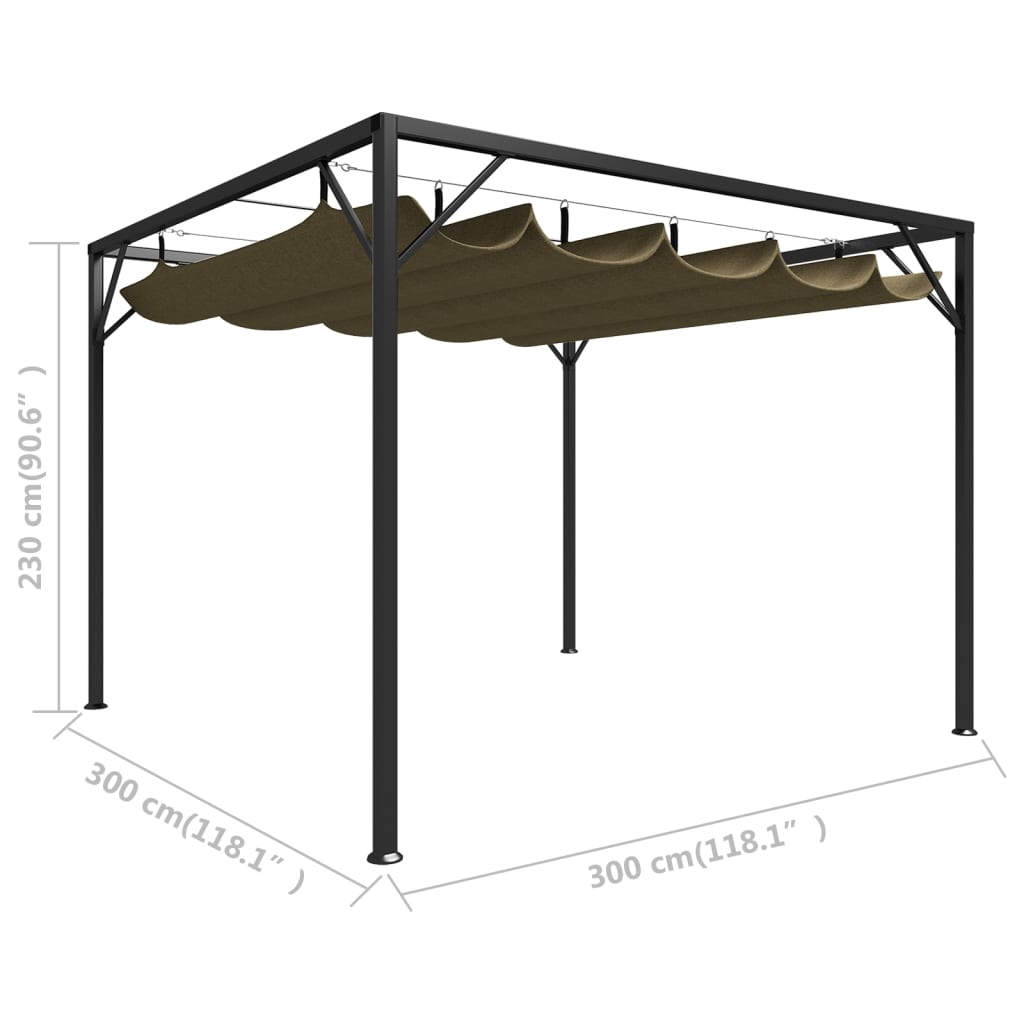 8720286106402_g_en_hd_7 vidaXL Garden Gazebo with Retractable Roof 3x3 m Taupe 180 g/m² - Image 8