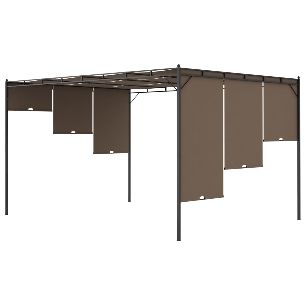 8720286106839_g_en_hd_5 vidaXL Garden Gazebo with Side Curtain 4x3x2.25 m Taupe - Image 6