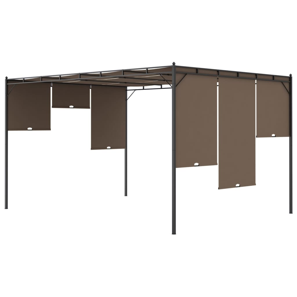 8720286106839_g_en_hd_6 vidaXL Garden Gazebo with Side Curtain 4x3x2.25 m Taupe - Image 7