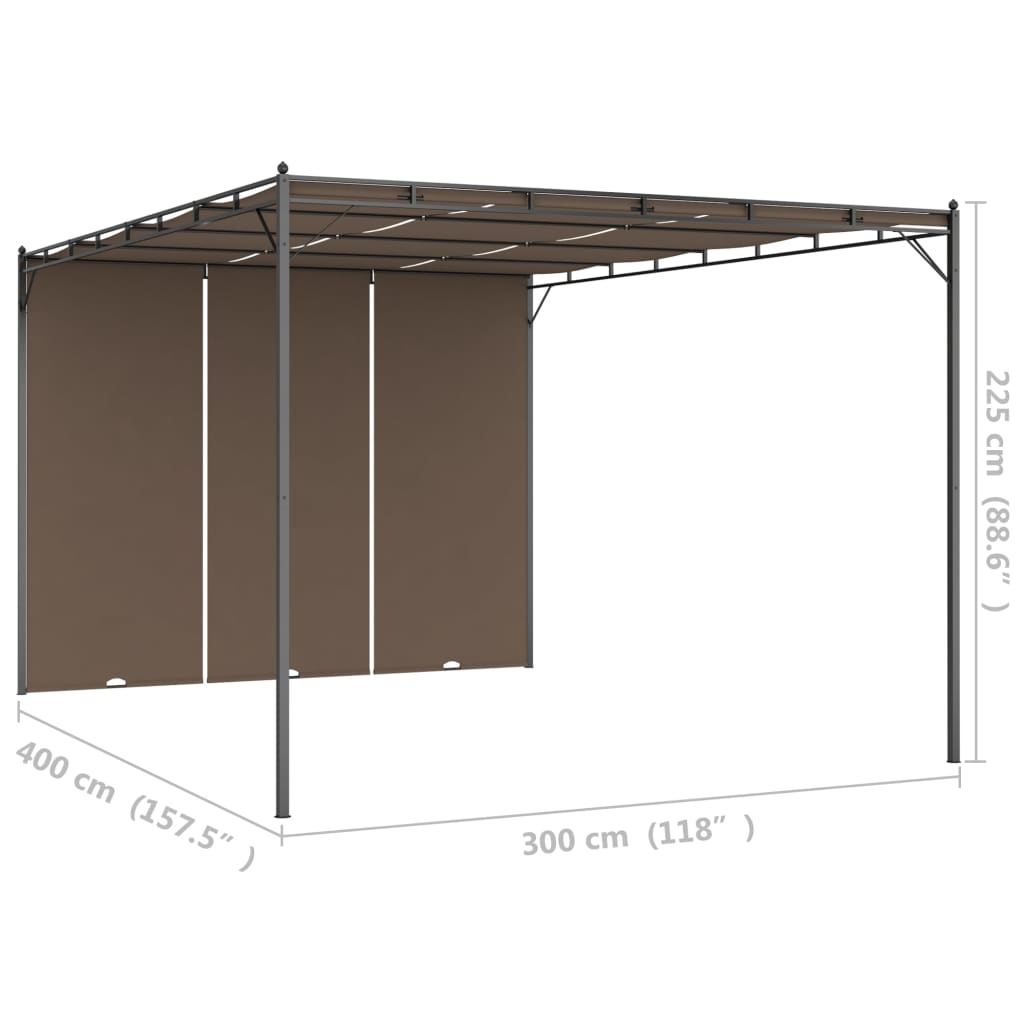 8720286106839_g_en_hd_8 vidaXL Garden Gazebo with Side Curtain 4x3x2.25 m Taupe - Image 9