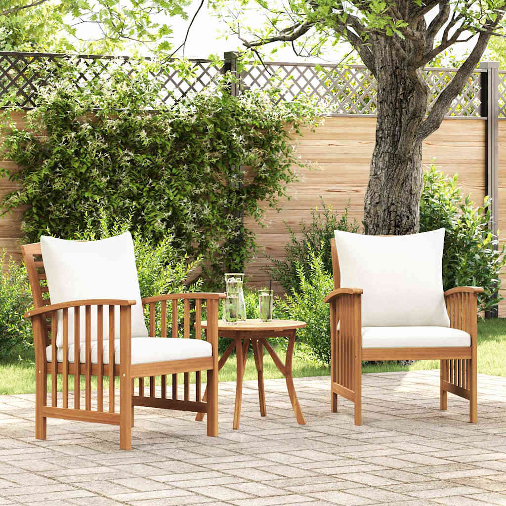 vidaXL Garden Chairs with Cushions 2 pcs Solid Acacia Wood