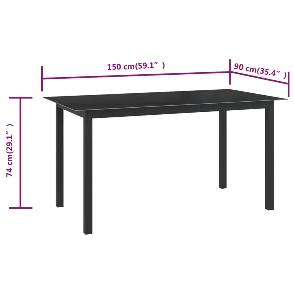 8720286108482_g_en_hd_4 vidaXL Garden Table Black 150x90x74 cm Aluminium and Glass - Image 5