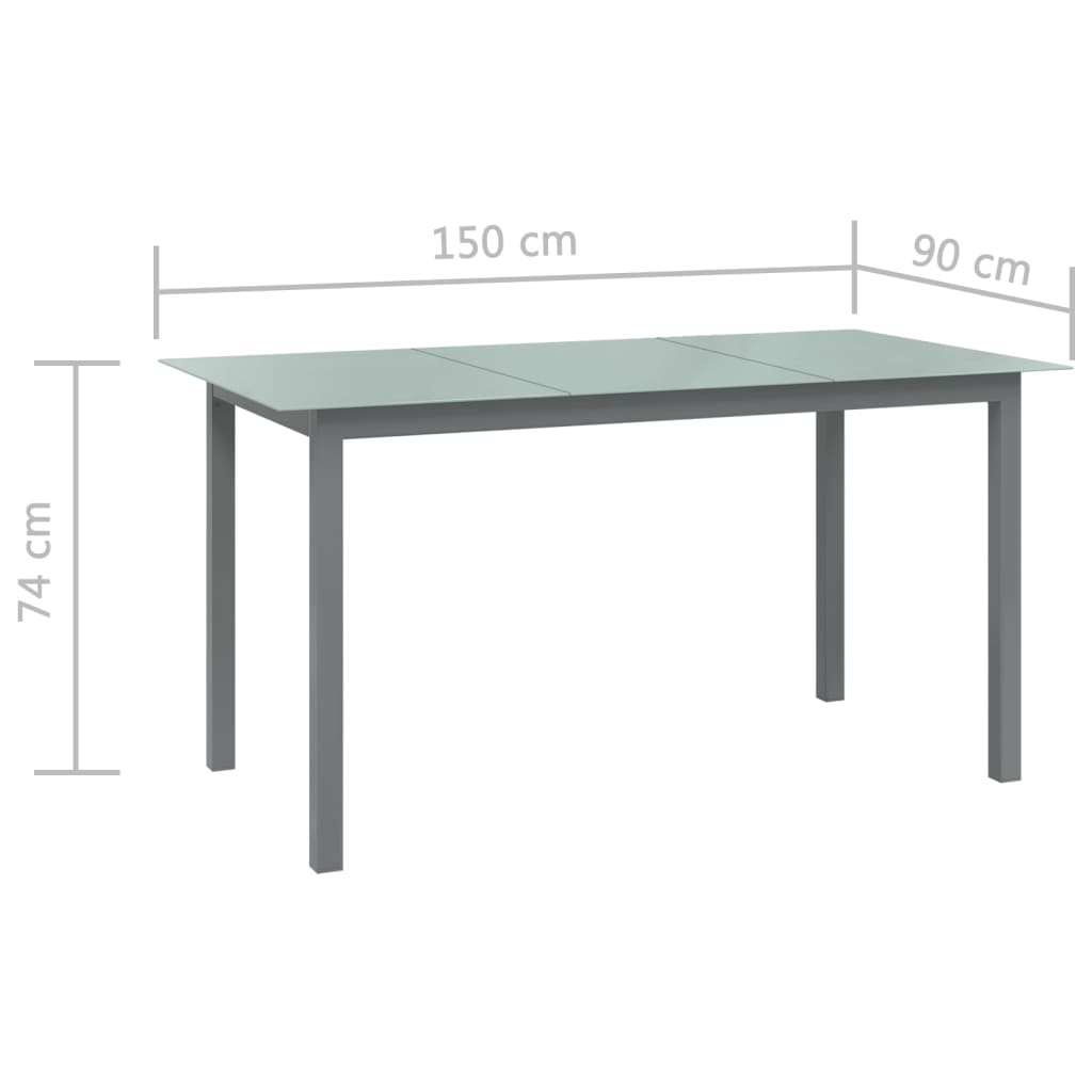 8720286108512_g_en_hd_4 vidaXL Garden Table Light Grey 150x90x74 cm Aluminium and Glass - Image 5