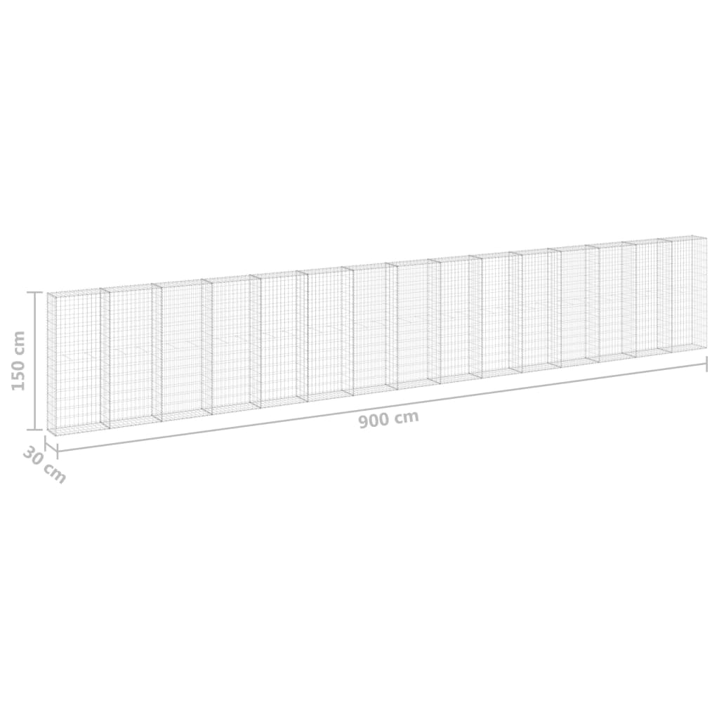 8720286110164_g_en_hd_4 vidaXL Gabion Wall with Covers Galvanised Steel 900x30x150 cm - Image 6