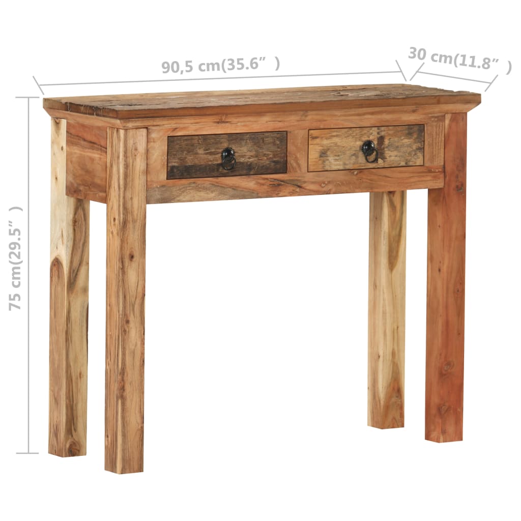 8720286110799_g_en_hd_7 vidaXL Console Table 90.5x30x75cm Solid Acacia Wood and Reclaimed Wood - Image 9