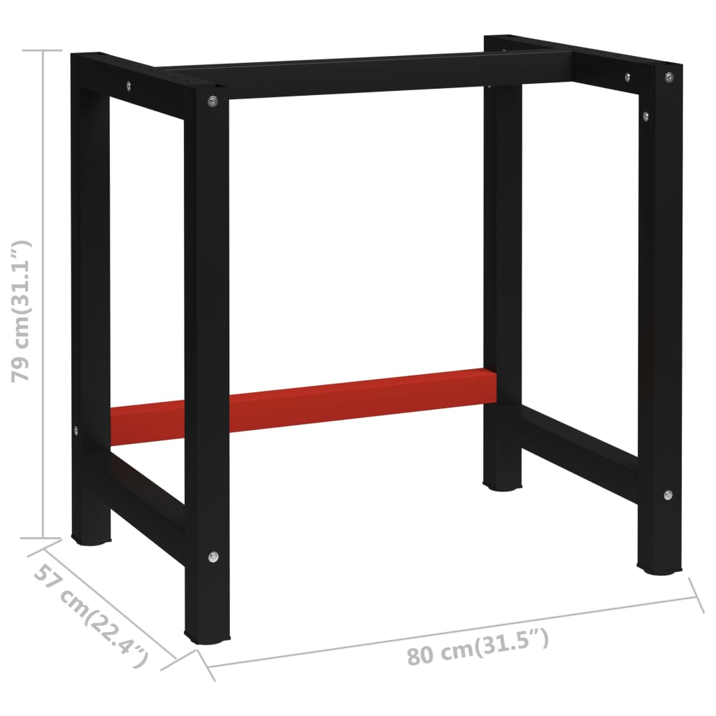 8720286111536_g_en_hd_6 vidaXL Work Bench Frame Metal 80x57x79 cm Black and Red - Image 7
