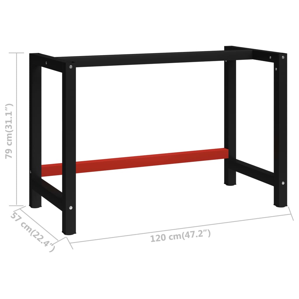 8720286111543_g_en_hd_6 vidaXL Work Bench Frame Metal 120x57x79 cm Black and Red - Image 7