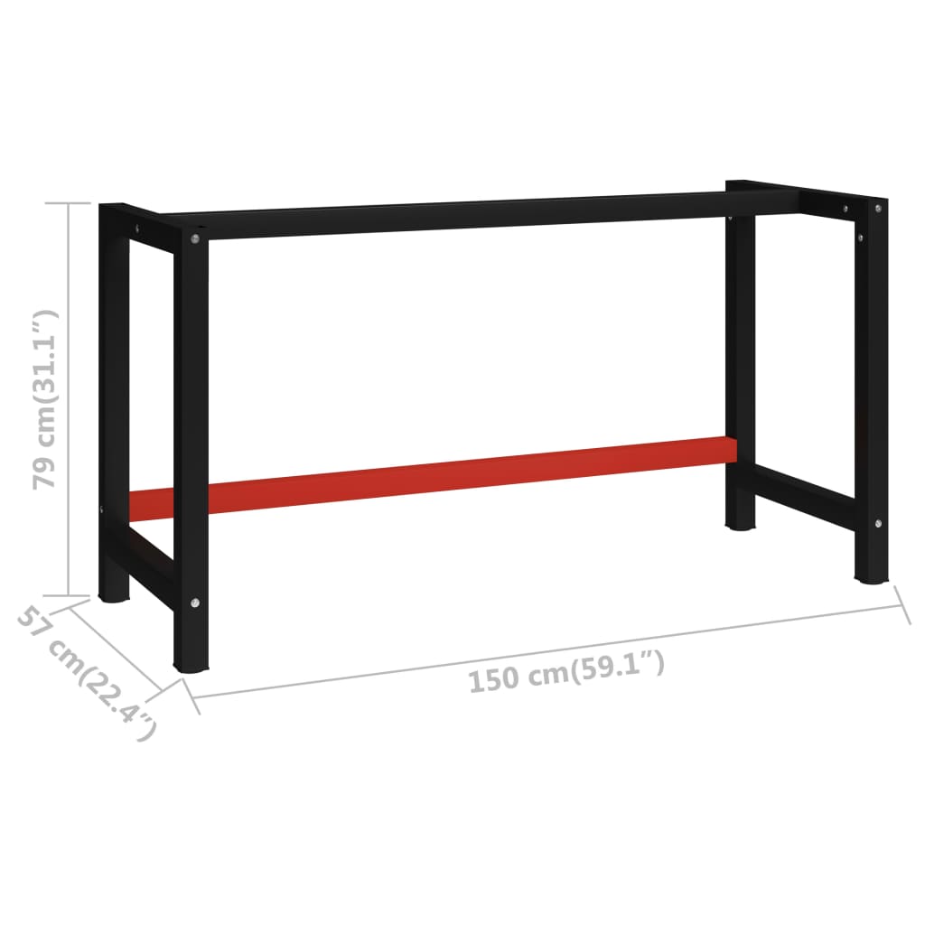 8720286111550_g_en_hd_6 vidaXL Work Bench Frame Metal 150x57x79 cm Black and Red - Image 7