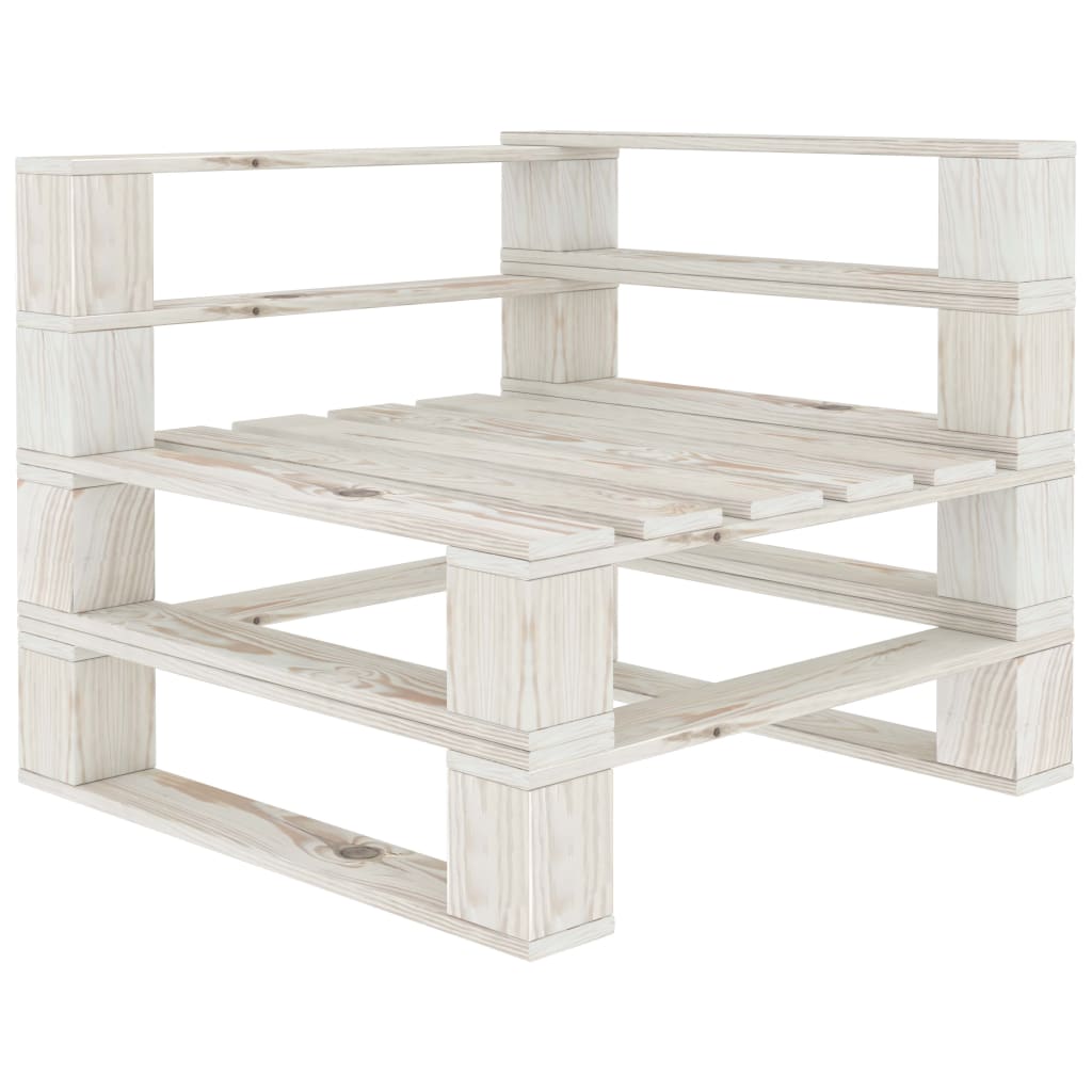 vidaXL Garden Pallet Corner Sofa Wood White