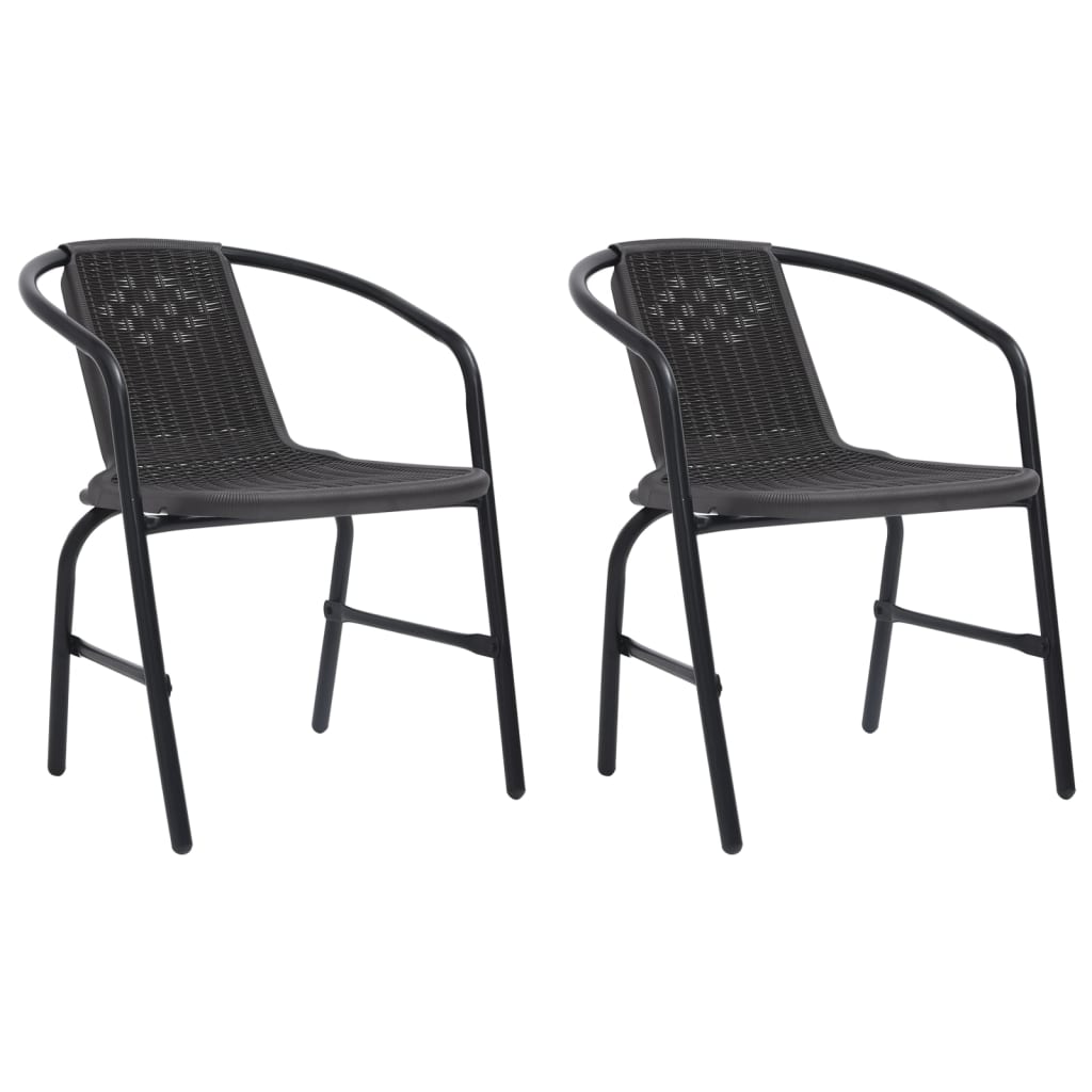 vidaXL Garden Chairs 2 pcs Plastic Rattan and Steel 110 kg