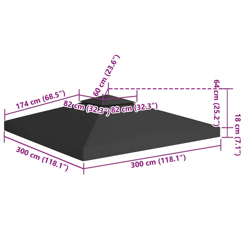 8720286115831_g_en_hd_6 vidaXL 2-Tier Gazebo Top Cover 310 g/m² 3x3 m Black - Image 7