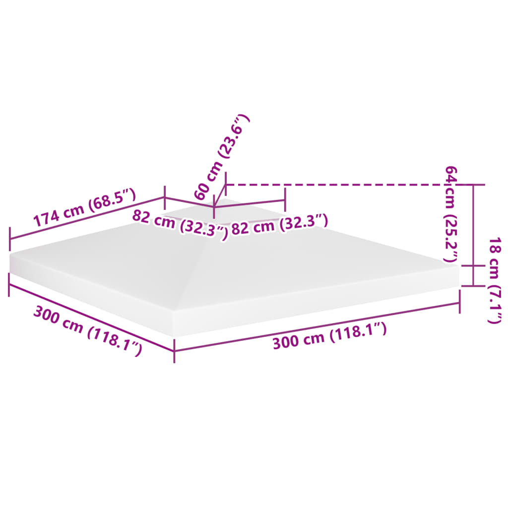 8720286115855_g_en_hd_6 vidaXL 2-Tier Gazebo Top Cover 310 g/m² 3x3 m White - Image 7