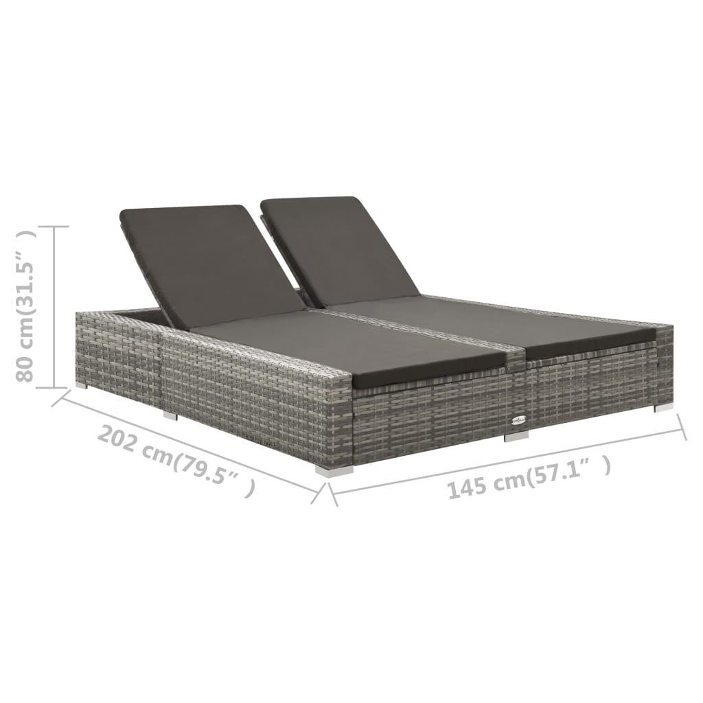 8720286116210_g_en_hd_6 vidaXL Double Sun Lounger Poly Rattan Grey - Image 7