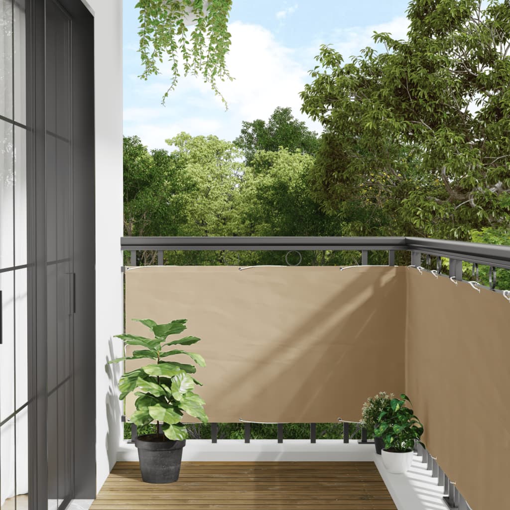 8720286117514_m_en_hd_1 vidaXL Balcony Screen Beige 75x500 cm Oxford Fabric - Image 1