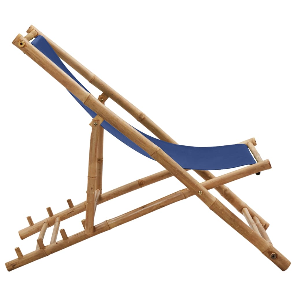 8720286135280_g_en_hd_2 vidaXL Deck Chair Bamboo and Canvas Navy Blue - Image 3