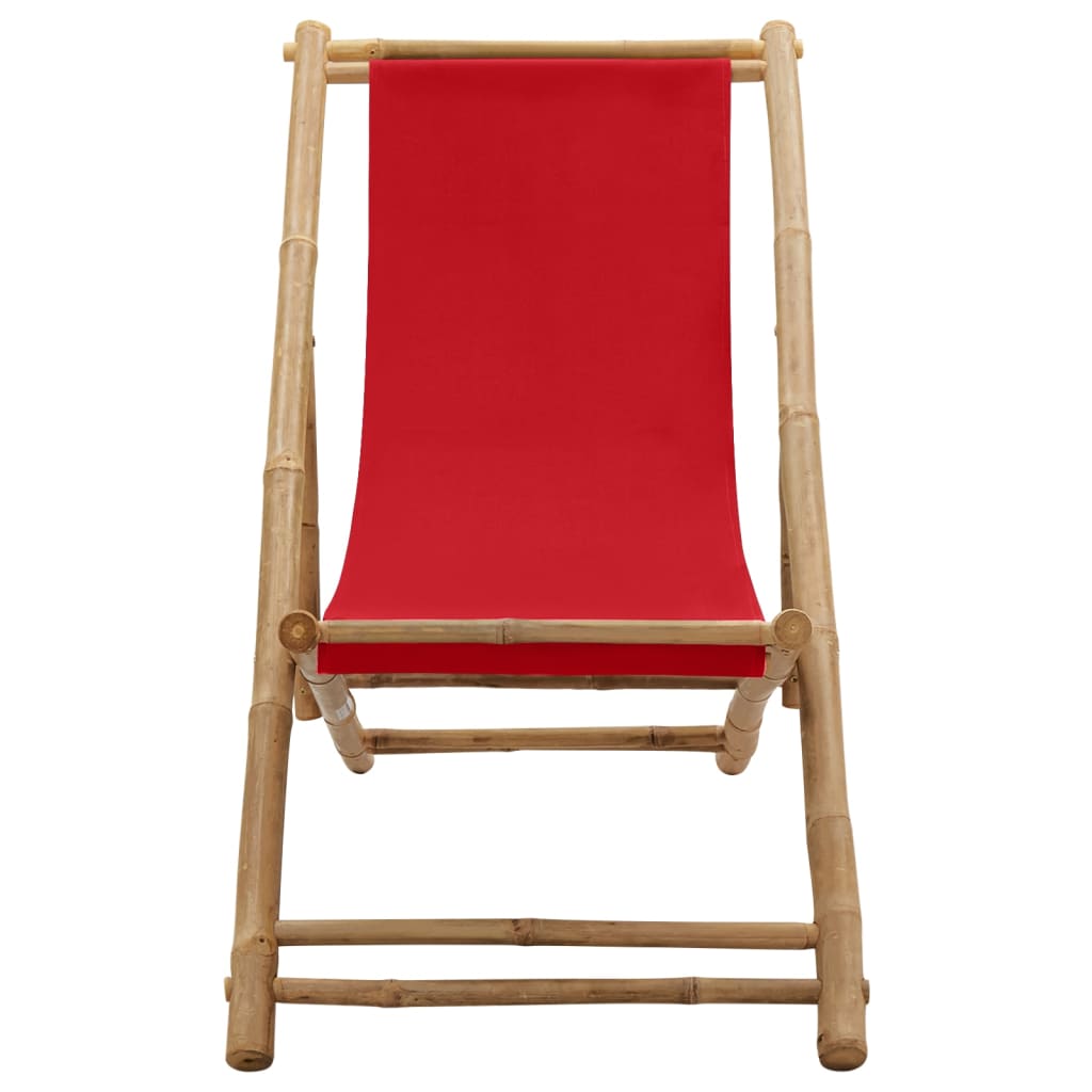 8720286135297_g_en_hd_1 vidaXL Deck Chair Bamboo and Canvas Red - Image 2