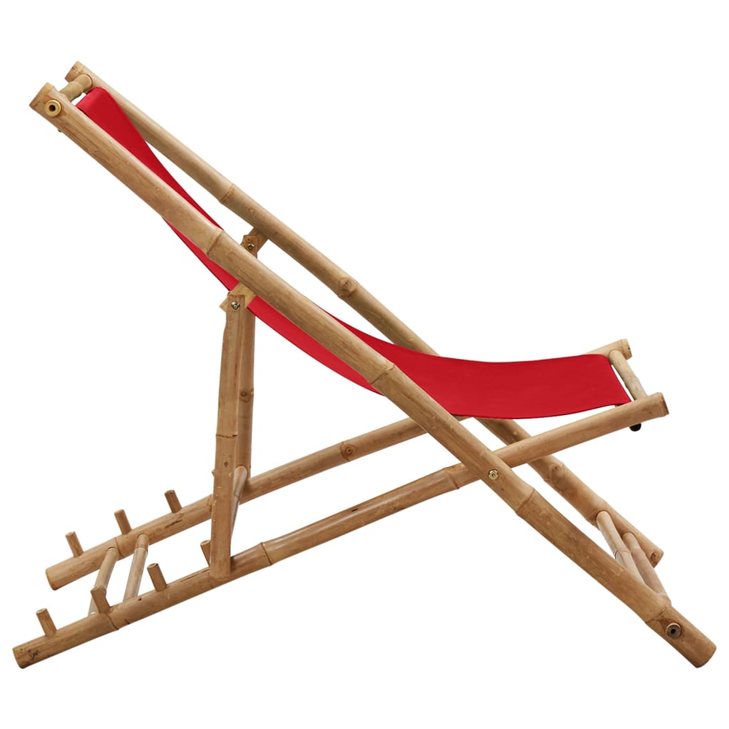 8720286135297_g_en_hd_2 vidaXL Deck Chair Bamboo and Canvas Red - Image 3