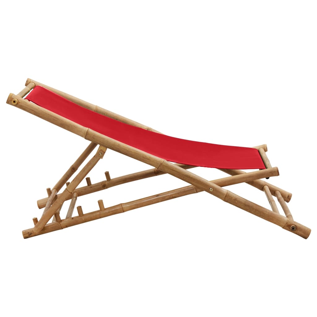 8720286135297_g_en_hd_4 vidaXL Deck Chair Bamboo and Canvas Red - Image 5