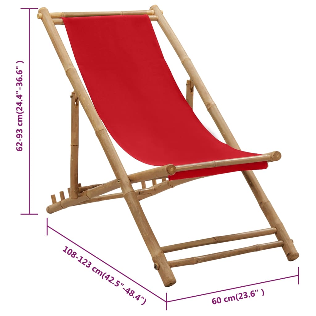 8720286135297_g_en_hd_7 vidaXL Deck Chair Bamboo and Canvas Red - Image 8