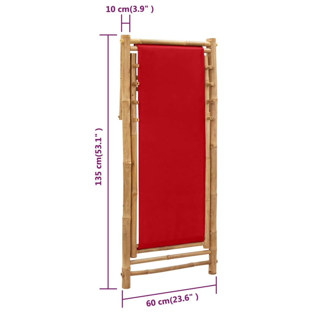 8720286135297_g_en_hd_8 vidaXL Deck Chair Bamboo and Canvas Red - Image 9