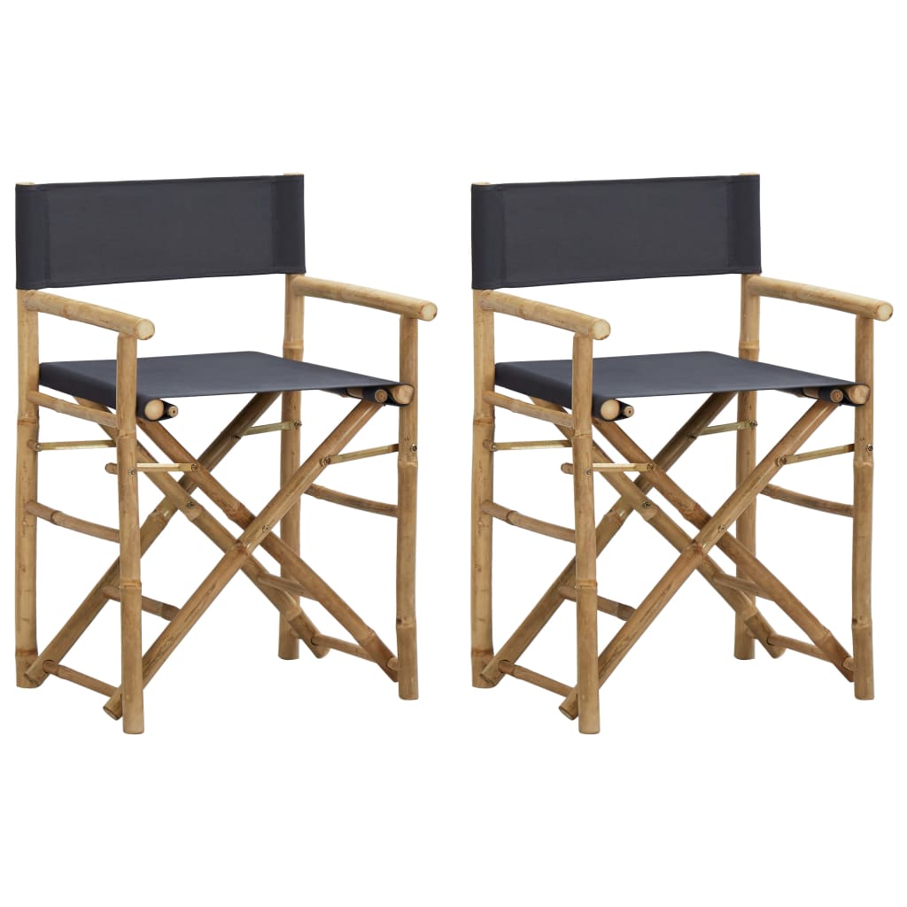 8720286135389_a_en_hd_1 vidaXL Folding Director's Chairs 2 pcs Dark Grey Bamboo and Fabric - Image 1